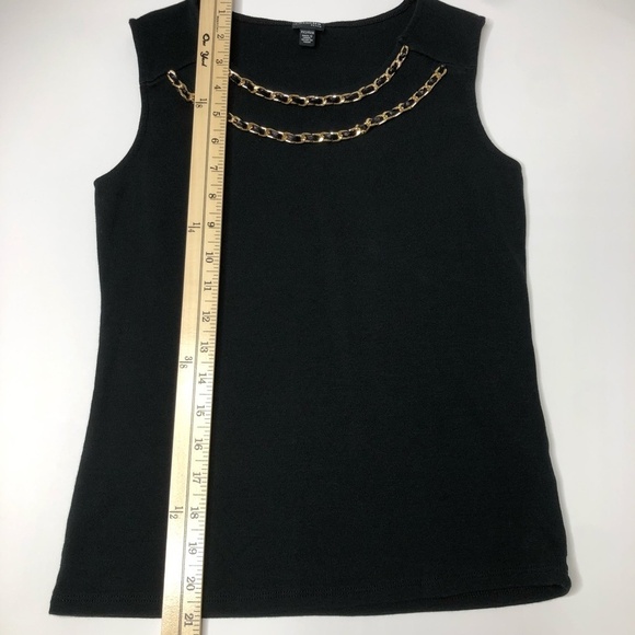Rafaella Petite XS Black Tank with Gold Chain Neckline Detail - Picture 6 of 10